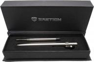 stainless steel executive ballpoint pen with glass breaker & self-defense edc, 1 extra ink refill - bastion luxury office business writing logo