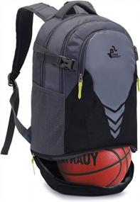 img 4 attached to Large Capacity 35L Basketball Backpack With Bottom Ball Compartment For Youth Boys Girls - Sports Equipment Bag For Basketball, Volleyball, Football, Soccer Ball, Gym, Outdoor Travel And Team