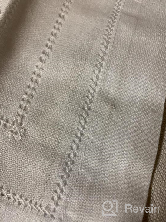 img 1 attached to Handmade White Linen Table Runner - 16X162 Inches Long, MingHing Hemstitch - Machine Washable review by Sharon Prasad