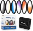 46mm ultimaxx professional camera lens gradual color filter kit (orange, yellow, blue, purple, red, grey) with 46mm thread and protective pouch logo