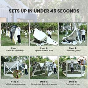 img 1 attached to XGEAR 6 Sided Pop Up Camping Gazebo 11.5’X11.5’ Instant Canopy Tent Sun Shelter Screen House With Mosquito Netting, For Patio, Backyard, Outdoor,Brown