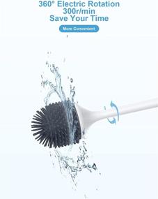 img 3 attached to Electric Silicone Toilet Brush and Holder 🚽 - Vellbox 360° Toilet Bowl Cleaner for Bathroom