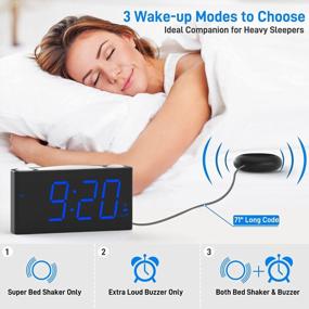 img 3 attached to Super Loud Vibrating Alarm Clock For Heavy Sleepers, Bed Shaker Alarm Clock With 7 Color Night Light, 2 USB Chargers, 0-100% Dimmer&Battery Backup, Easy Digital Clock For Hearing Impaired Deaf Kids