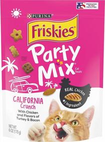 img 4 attached to Purina Friskies Made In USA Facilities Cat Treats, Party Mix California Crunch With Chicken - (6) 6 Oz. Pouches