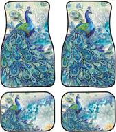 🦚 chaqlin 4-piece peacock print car floor mat set - universal fit for truck suv front & rear seat carpet - auto interior accessories decor logo