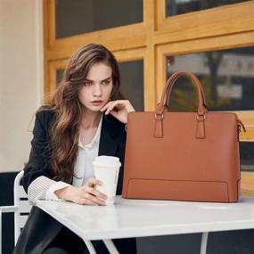 img 3 attached to Vintage Ladies Leather Briefcase For Business - Slim Shoulder Bag For 15.6 Inch Laptop By CLUCI