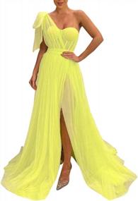 img 4 attached to Tulle Elegance: One-Shoulder Side-Split Evening Dress For Weddings And Special Events