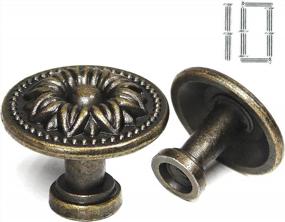 img 4 attached to Sunflower Antique Brass Cabinet Knobs - Set Of 10 For Furniture, Kitchen And Bath