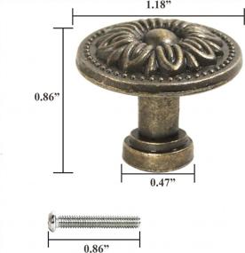 img 3 attached to Sunflower Antique Brass Cabinet Knobs - Set Of 10 For Furniture, Kitchen And Bath