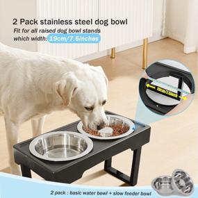 img 3 attached to 2-Pack Stainless Steel Slow Feeder Dog Bowls With Raised Metal Inserts For Healthier Eating And Drinking, Compatible With Elevated Diners