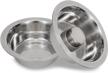 2-pack stainless steel slow feeder dog bowls with raised metal inserts for healthier eating and drinking, compatible with elevated diners logo