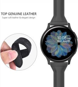 img 3 attached to Tensea Leather Strap Replacement For Samsung Galaxy Watch And Active 2 - Black Soft And Slim Band For Women And Men