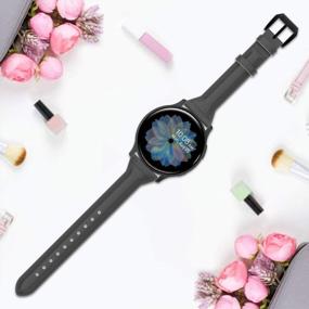 img 1 attached to Tensea Leather Strap Replacement For Samsung Galaxy Watch And Active 2 - Black Soft And Slim Band For Women And Men