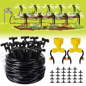 img 4 attached to 🌿 HIRALIY 131.2FT/40M Drip Irrigation System with 1/4" Tubing and 4-outlets Misting Nozzles – Perfect Automatic Irrigation Equipment for Patio Lawn