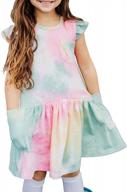 evaless girls' midi dress with ruffle trim sleeves for casual style - ages 4-13 logo