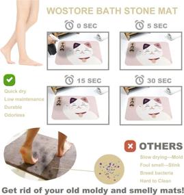 img 2 attached to Bath Stone Mat 23.62 X 15.35 Inches Diatomaceous Bathroom Floor Mat Quick Drying Anti-Slip Doormat Maneki Neko