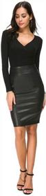 img 1 attached to High Waist Faux Leather Pencil Skirt For Women - Slim Fit Midi Bodycon Skirt Ideal For Office Or Work