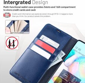 img 2 attached to Samsung Galaxy A71 5G Case With Card Holders, PU Leather Flip Wallet Protective Phone Cover 6.7 Inch - TPU Inner Case Stand Tempered Glass Screen Protector (Blue)