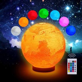 img 4 attached to 3D Galaxy Ball Moon Lamp - 16 Colors Moonlight Globe Luna Night Light With Stand Remote & Touch Control Night Light Bedroom Decor For Kids Girls Boys Women Gifts (Mars)