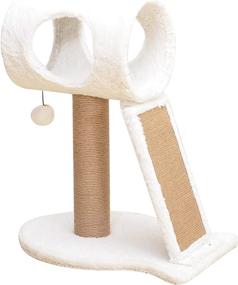 img 4 attached to 🐱 Catry Scratching Pad Cat Tree - A Cat Play House with Scratching Post, Tunnel Toys to Entice Kittens, Easy Assembly, Sturdy Cat Furniture, Cream, 24.02 Inches