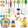 wooden percussion instruments toy set - educational musical toys for kids, babies & toddlers with storage bag logo