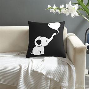 img 2 attached to 🐘 Cute Baby Elephant Dumbo Heart Throw Pillow Cover - Decorative Cushion Case for Car Sofa - 18"x18" Double Sided Design