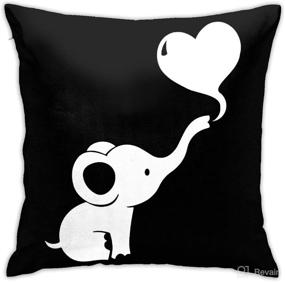 img 4 attached to 🐘 Cute Baby Elephant Dumbo Heart Throw Pillow Cover - Decorative Cushion Case for Car Sofa - 18"x18" Double Sided Design