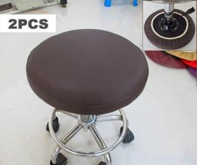 img 3 attached to Protect Your Bar Stools With Sigmat Waterproof PU Anti-Slip Round Seat Covers - Pack Of 2, 13.5 Inches Coffee