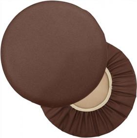 img 4 attached to Protect Your Bar Stools With Sigmat Waterproof PU Anti-Slip Round Seat Covers - Pack Of 2, 13.5 Inches Coffee
