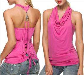 img 4 attached to Summer Halter Top For Women: Sleeveless Cowl Neck Backless Shirt By Zeagoo