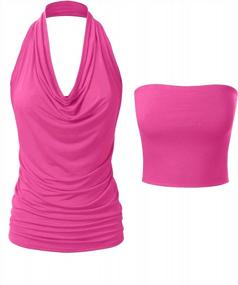 img 1 attached to Summer Halter Top For Women: Sleeveless Cowl Neck Backless Shirt By Zeagoo