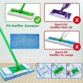 img 2 attached to 🧹 Reusable Microfiber Mop Pad Compatible with Swiffer Sweeper Mops - Durable Floor Cleaning Pad, Hand & Machine Washable (Pack of 8)