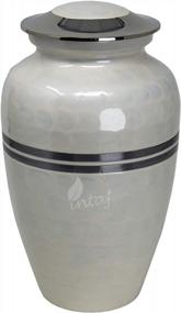 img 1 attached to INTAJ Elite Cloud Blue And Silver Cremation Urn For Human Ashes - Adult Funeral Urn Handcrafted - Affordable Urn For Ashes - Large Urn Deal (White Feather, Adult Urn - 200 Cu/In)