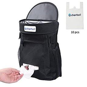 img 3 attached to Cherrboll Car Garbage Can With Removable Liner, Flip Open Lid, And Storage Pockets - 3 Gallon Capacity For Auto/SUV/Truck/Van, Includes 10 Disposal Bags For Convenient Use