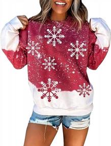 img 4 attached to Women'S Printed Merry Christmas Sweatshirt - Casual Crew Neck Pullover With Xmas Snowflake Design And Long Sleeves By EGELEXY