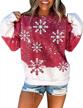 women's printed merry christmas sweatshirt - casual crew neck pullover with xmas snowflake design and long sleeves by egelexy logo