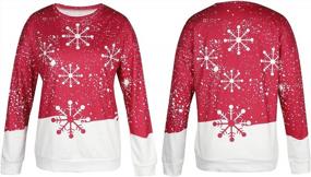 img 2 attached to Women'S Printed Merry Christmas Sweatshirt - Casual Crew Neck Pullover With Xmas Snowflake Design And Long Sleeves By EGELEXY