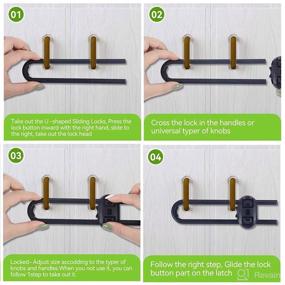 img 1 attached to 🔒 10-Pack Sliding Cabinet Locks - Child Safety Cabinet Locks for Baby Proofing, Adjustable U-Shaped Closet Door Locks (Black)