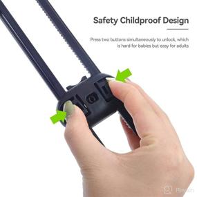 img 2 attached to 🔒 10-Pack Sliding Cabinet Locks - Child Safety Cabinet Locks for Baby Proofing, Adjustable U-Shaped Closet Door Locks (Black)