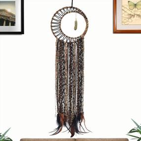 img 3 attached to Buvelife Brown Dream Catcher Gold Feather Pendant Handmade Traditional Dream Catcher For Wall Decoration, Dream Catcher For Boys Bedroom Decoration Bohemian