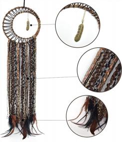 img 1 attached to Buvelife Brown Dream Catcher Gold Feather Pendant Handmade Traditional Dream Catcher For Wall Decoration, Dream Catcher For Boys Bedroom Decoration Bohemian