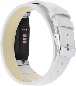 img 3 attached to Кожаный ремешок с двойной оберткой Fitbit Inspire HR — сменный браслет Aresh белого цвета для фитнес-трекера Fitbit Inspire/Fitbit Inspire HR