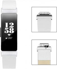 img 1 attached to Кожаный ремешок с двойной оберткой Fitbit Inspire HR — сменный браслет Aresh белого цвета для фитнес-трекера Fitbit Inspire/Fitbit Inspire HR