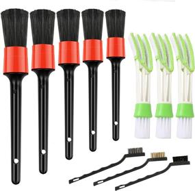 img 4 attached to Narundren 11 Piece Auto Detailing Brush Set - Car Cleaning Kit for Wheels, 🧹 Interior, Exterior, Leather - Includes 5 Detail Brushes, 3 Wire Brushes, 3 Air Auto Conditioner Brushes