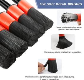 img 2 attached to Narundren 11 Piece Auto Detailing Brush Set - Car Cleaning Kit for Wheels, 🧹 Interior, Exterior, Leather - Includes 5 Detail Brushes, 3 Wire Brushes, 3 Air Auto Conditioner Brushes
