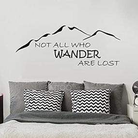 img 2 attached to BATTOO Not All Who Wander are Lost Wall Decal Mountain Vinyl Sticker - Family Kids Room Mural Motivation Love Home Travel Hobbit, Black