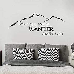 img 3 attached to BATTOO Not All Who Wander are Lost Wall Decal Mountain Vinyl Sticker - Family Kids Room Mural Motivation Love Home Travel Hobbit, Black