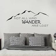 battoo not all who wander are lost wall decal mountain vinyl sticker - family kids room mural motivation love home travel hobbit, black логотип