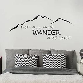 img 4 attached to BATTOO Not All Who Wander are Lost Wall Decal Mountain Vinyl Sticker - Family Kids Room Mural Motivation Love Home Travel Hobbit, Black