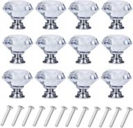 silver 30mm diamond shaped crystal glass cabinet knobs pull handles - 6 pack yourgift logo